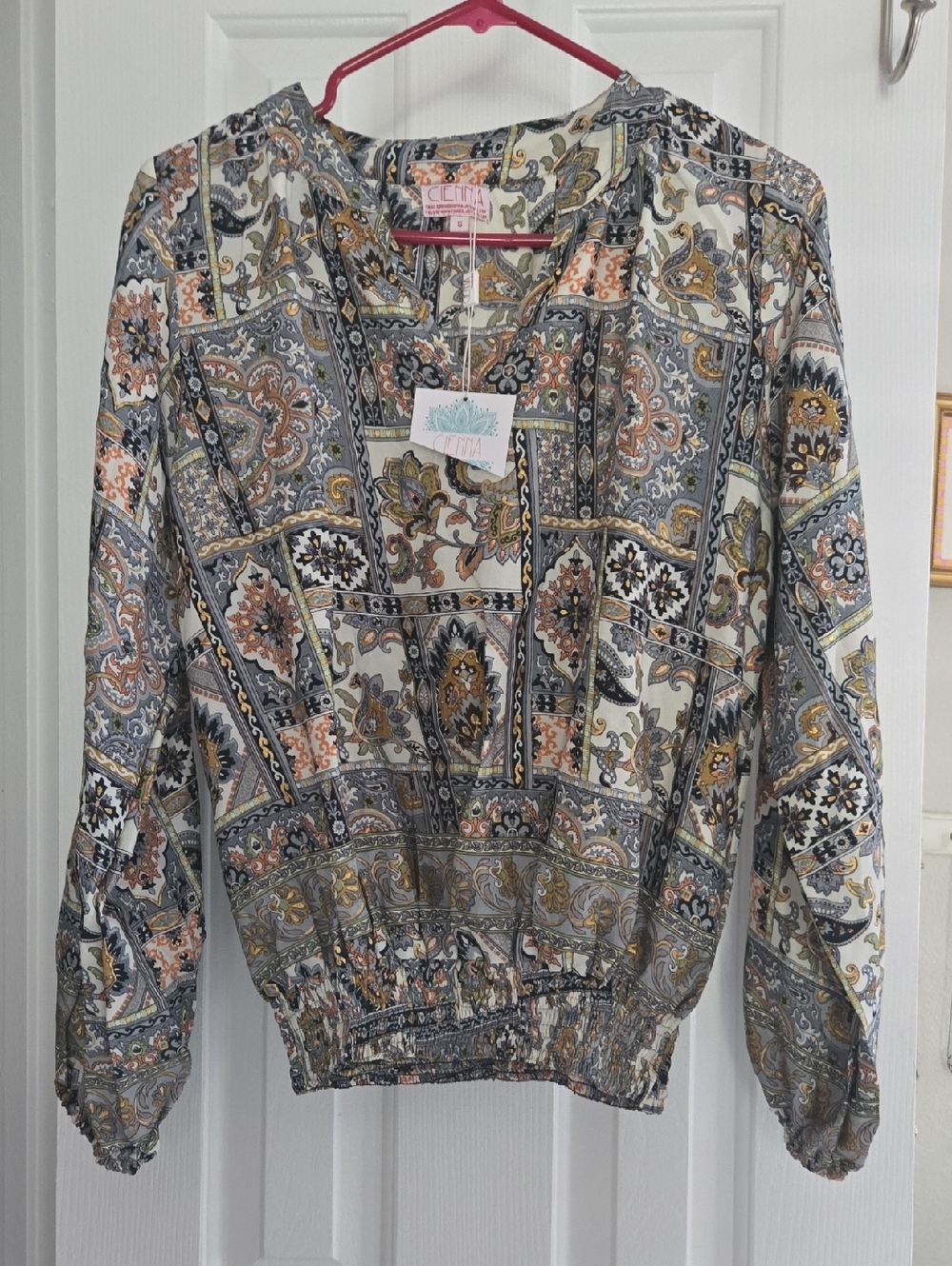 Cienna (Australia) Patchwork Barika Peasant Blouse - NwT Small
